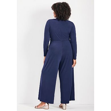 Avenue Women's Plus Size Glamour Wrap Front Jumpsuit