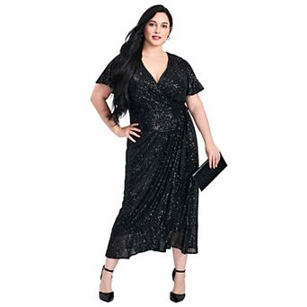 Avenue Women's Plus Size Nina Sequin Wrap Dress
