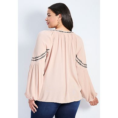 Avenue Women's Plus Size Isabelle Embroidered Top