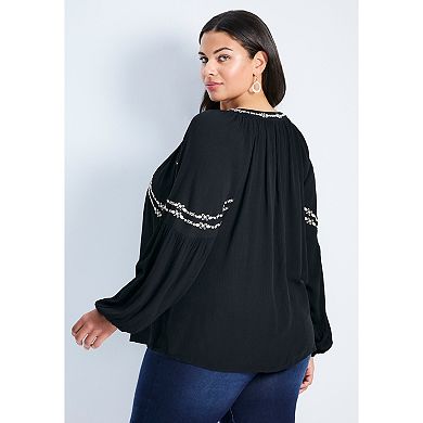 Avenue Women's Plus Size Isabelle Embroidered Top