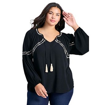 Avenue Women's Plus Size Isabelle Embroidered Top