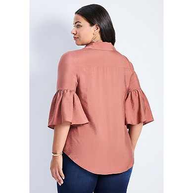 Avenue Women's Plus Size Sonia Bell Sleeve Shirt