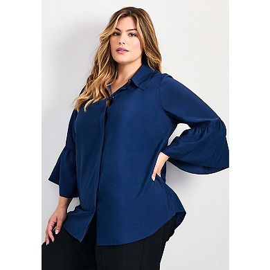 Avenue Women's Plus Size Sonia Bell Sleeve Shirt