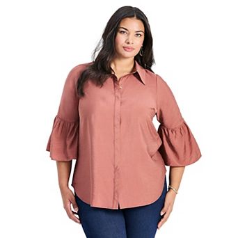 Avenue Women's Plus Size Sonia Bell Sleeve Shirt