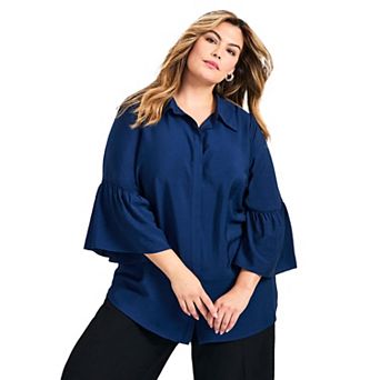 Avenue Women's Plus Size Sonia Bell Sleeve Shirt