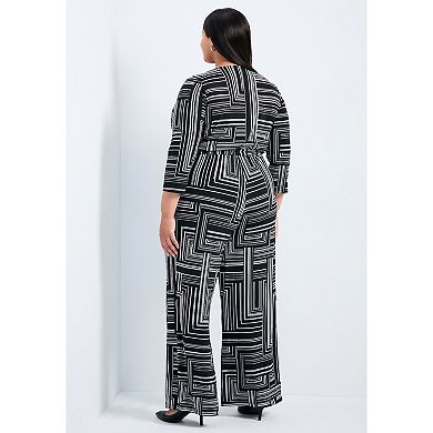 Avenue Women's Plus Size Mara Wrap Front Jumpsuit