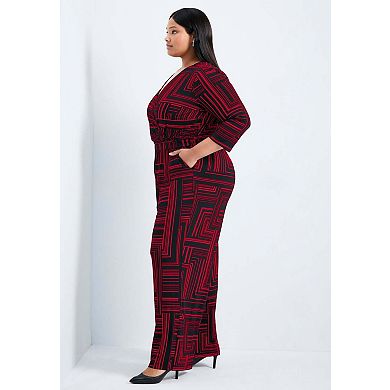 Avenue Women's Plus Size Mara Wrap Front Jumpsuit