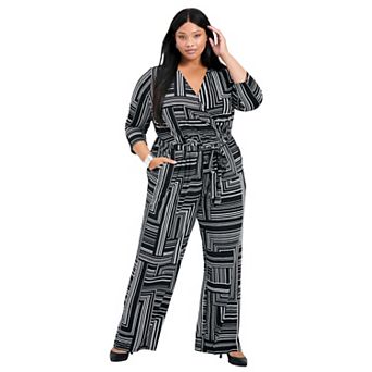 Avenue Women's Plus Size Mara Wrap Front Jumpsuit