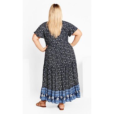 Avenue Women's Plus Size Sandy Border Print Dress