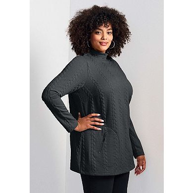 Avenue Women's Plus Size Emily Jacquard Texture Knit Tunic