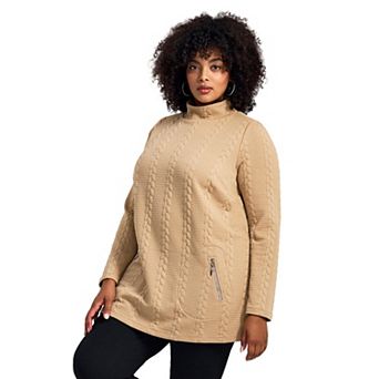 Avenue Women's Plus Size Emily Jacquard Texture Knit Tunic
