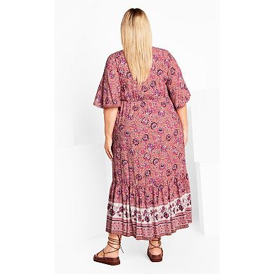 Avenue Women's Plus Size Utopia Border Print Dress