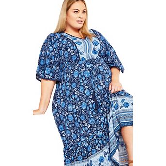 Avenue Women's Plus Size Utopia Border Print Dress
