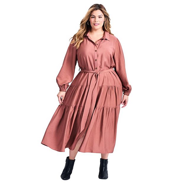 open lace back dress Midi Tiered Shirt Dress – Reistor main image 1