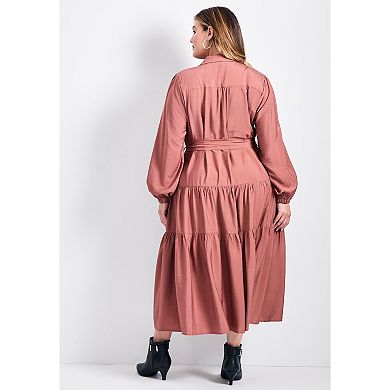 Avenue Women's Plus Size Marianne Tiered Shirtdress