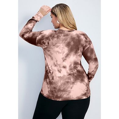 Avenue Women's Plus Size Skylar Tie Dye Hacci Top