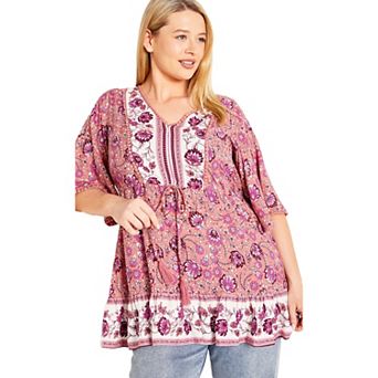 Avenue Women's Plus Size Utopia Border Tunic