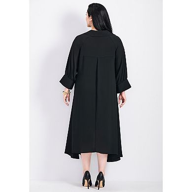 Avenue Women's Plus Size Parker Hanky Hem Collared Dress