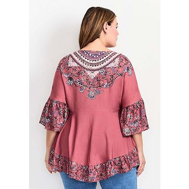 Avenue Women's Plus Size Frankie Frill Detail Tunic