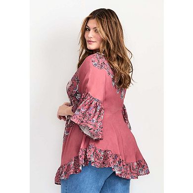 Avenue Women's Plus Size Frankie Frill Detail Tunic