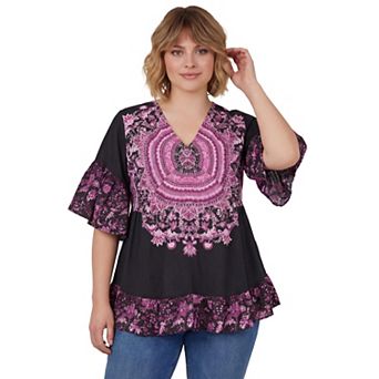 Avenue Women's Plus Size Frankie Frill Detail Tunic