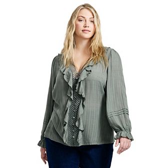 Avenue Women's Plus Size Ruffle Love Shirt