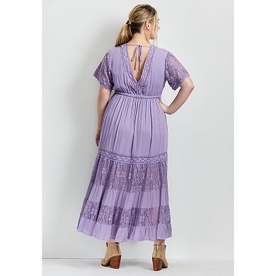 Avenue Women's Plus Size Raven Lace Maxi Dress