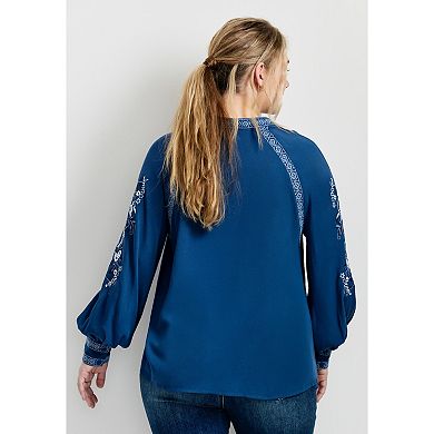 Avenue Women's Plus Size Chloe Embroidered Blouse