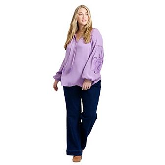 Avenue Women's Plus Size Embroidered Peasant Blouse