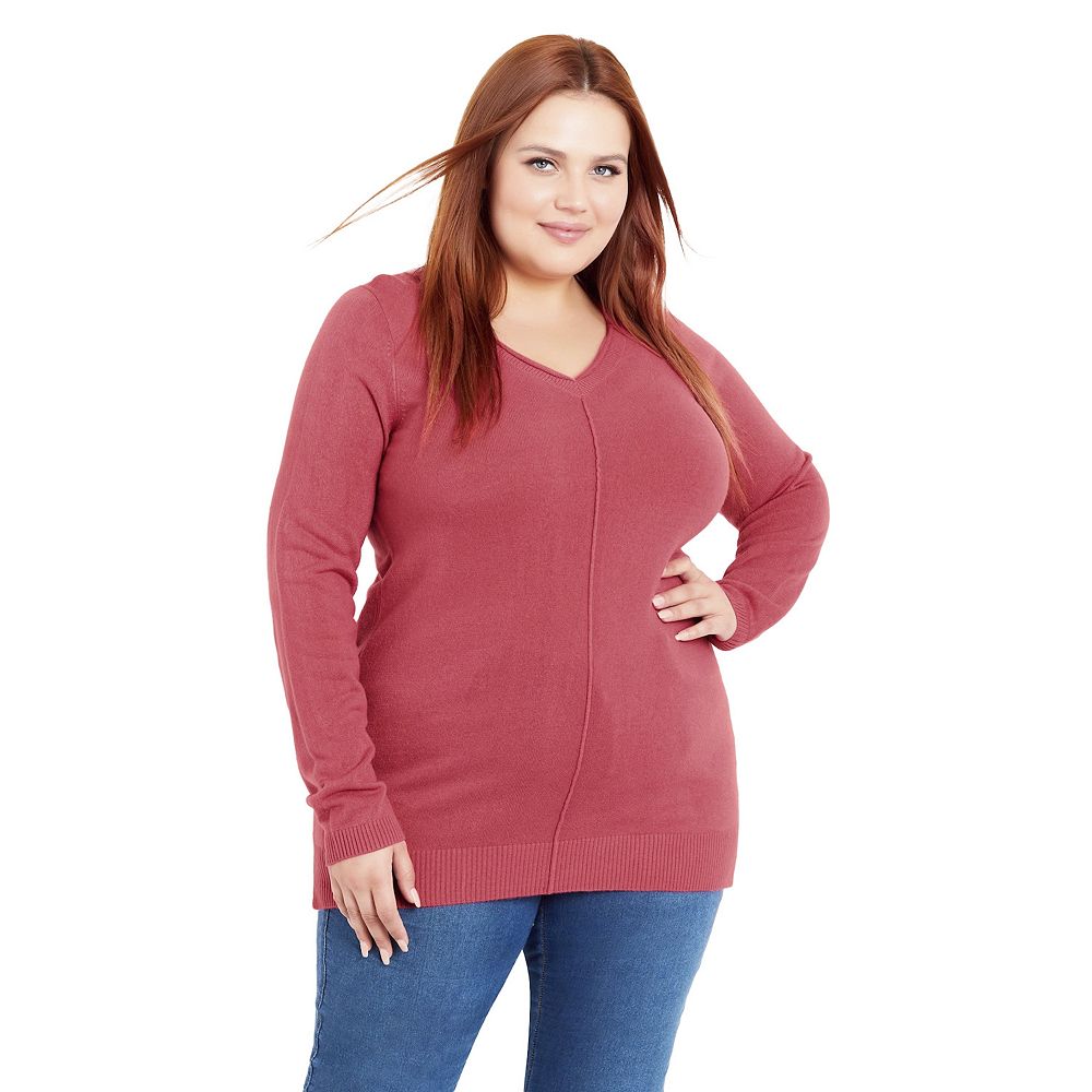 Full Size Casual V-Neck Knit Sweater Plus Size main image 1