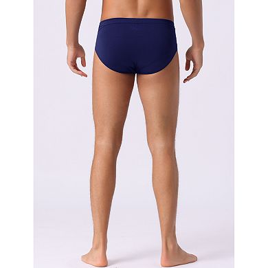 2 Pieces Men's Underwear Solid Color Elastic Waist Soft Comfortable Briefs