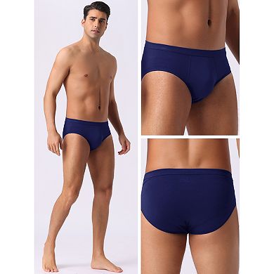 2 Pieces Men's Underwear Solid Color Elastic Waist Soft Comfortable Briefs