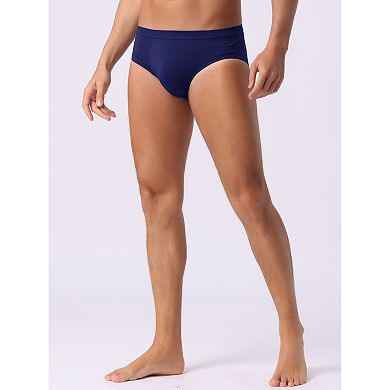 2 Pieces Men's Underwear Solid Color Elastic Waist Soft Comfortable Briefs