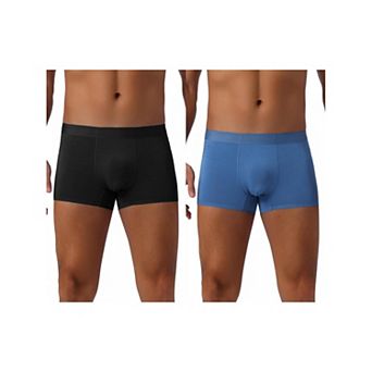 2 pc Men's Soft Elastic Waist Solid Color Regular Fit Basic Boxer Briefs
