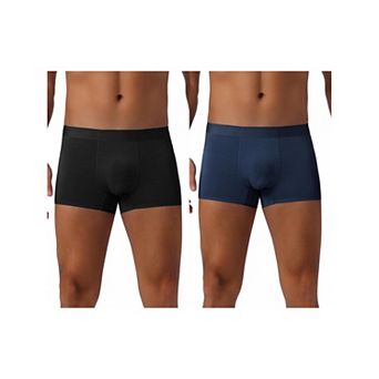 2 pc Men's Soft Elastic Waist Solid Color Regular Fit Basic Boxer Briefs