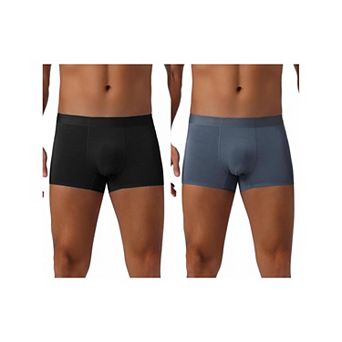 2 pc Men's Soft Elastic Waist Solid Color Regular Fit Basic Boxer Briefs