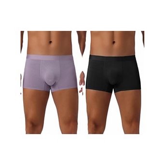 2 pc Men's Soft Elastic Waist Solid Color Regular Fit Basic Boxer Briefs