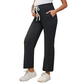 Women Maternity Lounge Pants Over Belly Wide Leg Casual High Waisted Lounge Pants With Pockets