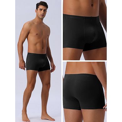 2 Pieces Men's Underwear Regular Fit Soft Comfortable Solid Color Basic Boxer Briefs