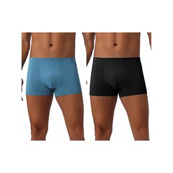 2 pc Men's Underwear Regular Fit Soft Comfortable Solid Color Basic Boxer Briefs