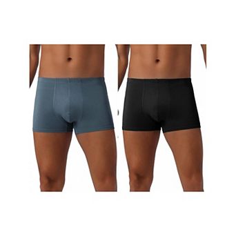 2 pc Men's Underwear Regular Fit Soft Comfortable Solid Color Basic Boxer Briefs