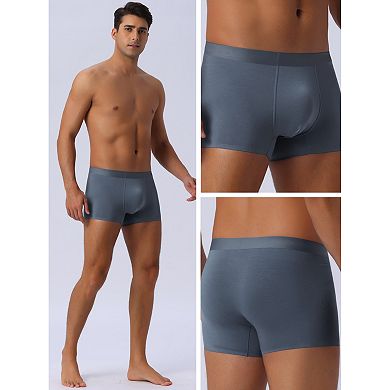 Men's Soft Elastic Waist Solid Color Regular Fit Basic Boxer Briefs 2Pcs