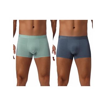 Men's Soft Elastic Waist Solid Color Regular Fit Basic Boxer Briefs 2 pc