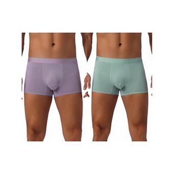 Men's Soft Elastic Waist Solid Color Regular Fit Basic Boxer Briefs 2 pc