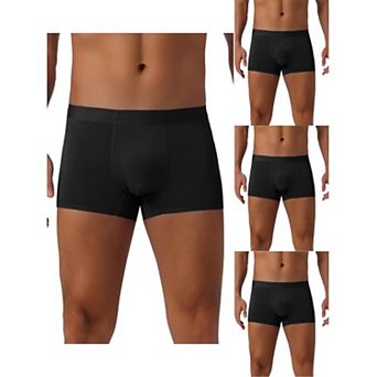 Men's Soft Elastic Waist Solid Color Regular Fit Basic Boxer Briefs 4 pc