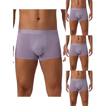 Men's Soft Elastic Waist Solid Color Regular Fit Basic Boxer Briefs 4 pc