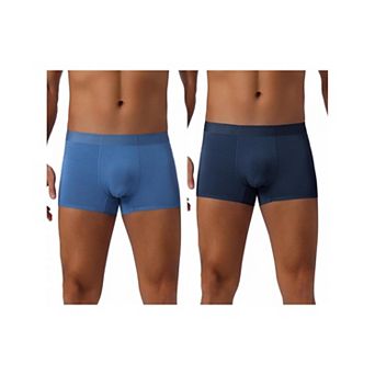 2 pc Men's Soft Elastic Waist Solid Color Regular Fit Basic Boxer Briefs