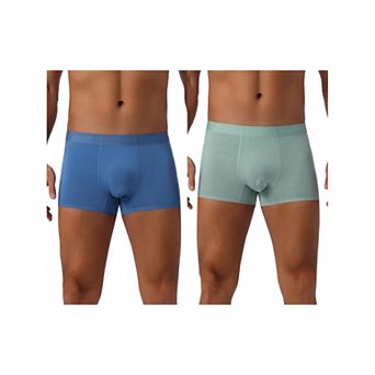 2 pc Men's Soft Elastic Waist Solid Color Regular Fit Basic Boxer Briefs