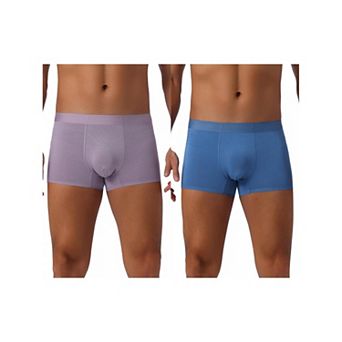 2 pc Men's Soft Elastic Waist Solid Color Regular Fit Basic Boxer Briefs
