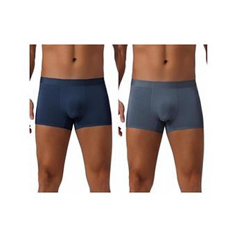 2 pc Men's Soft Elastic Waist Solid Color Regular Fit Basic Boxer Briefs